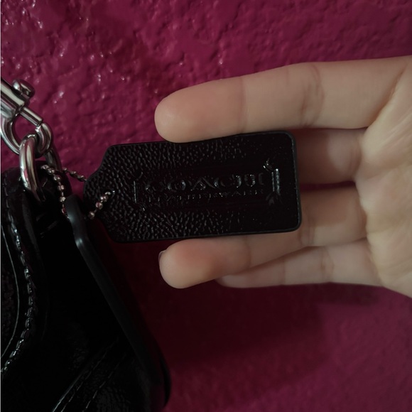 Coach Black Leather Mini Shoulder Bag with Silver Chain - Picture 3 of 4